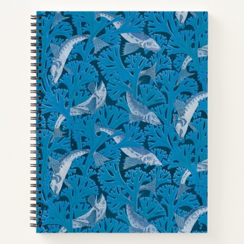 Fish Swimming Seaweed Coral Blue Vintage Classic Notebook