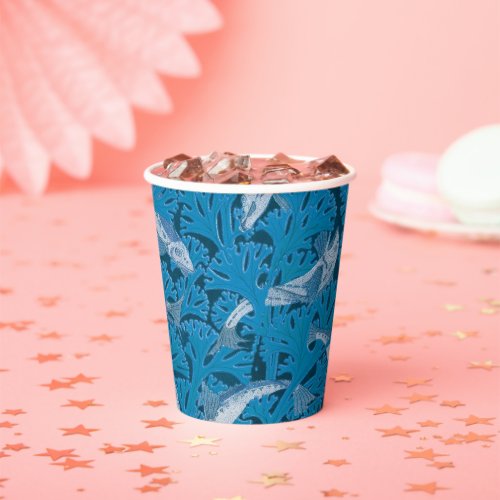 Fish Swimming Seaweed Coral Blue Vintage Classic Paper Cups
