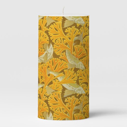Fish Swimming Seaweed Coral Blue Vintage Classic Pillar Candle