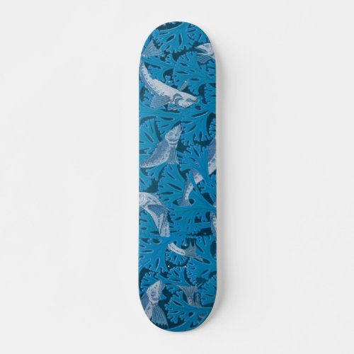 Fish Swimming Seaweed Coral Blue Vintage Classic Skateboard