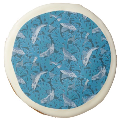 Fish Swimming Seaweed Coral Blue Vintage Classic Sugar Cookie