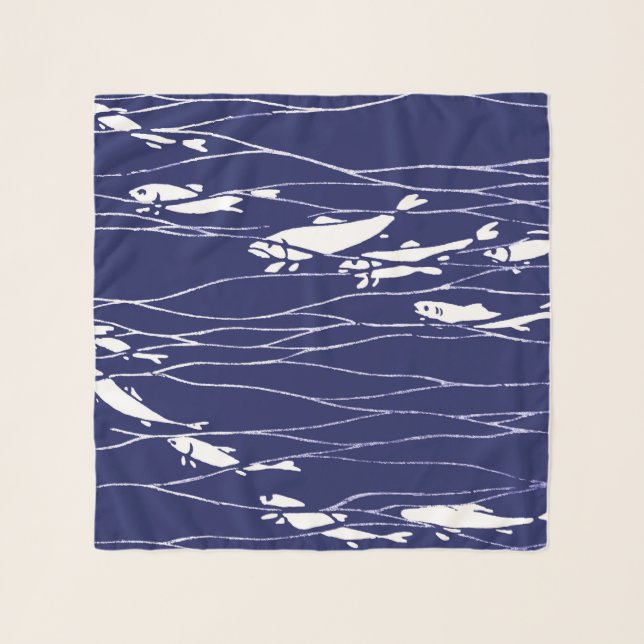 Fish Swimming Underwater Blue Scarf