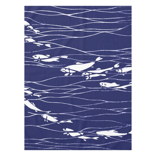Fish Swimming Underwater Blue Tablecloth (Front)