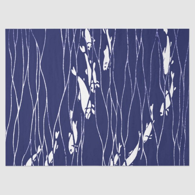 Fish Swimming Underwater Blue Tissue Paper (Front)