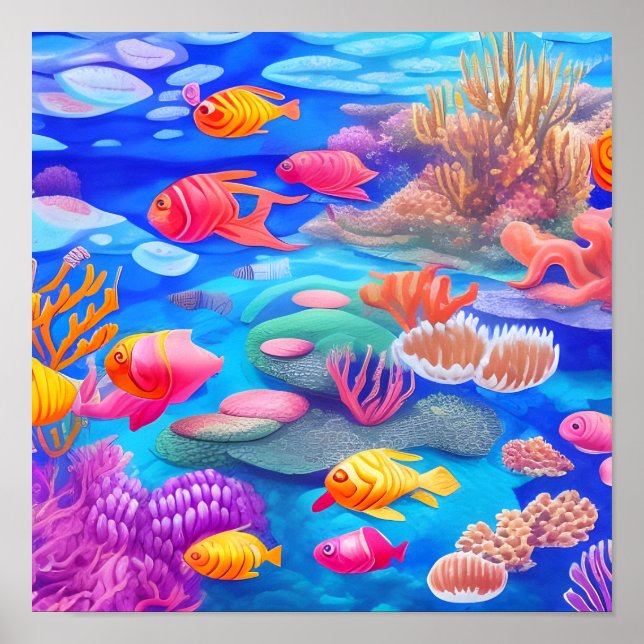Fish Swimming Underwater Poster (Front)