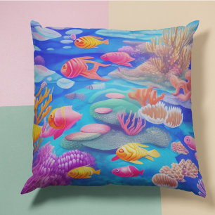 Fish Swimming Underwater   Throw Pillow