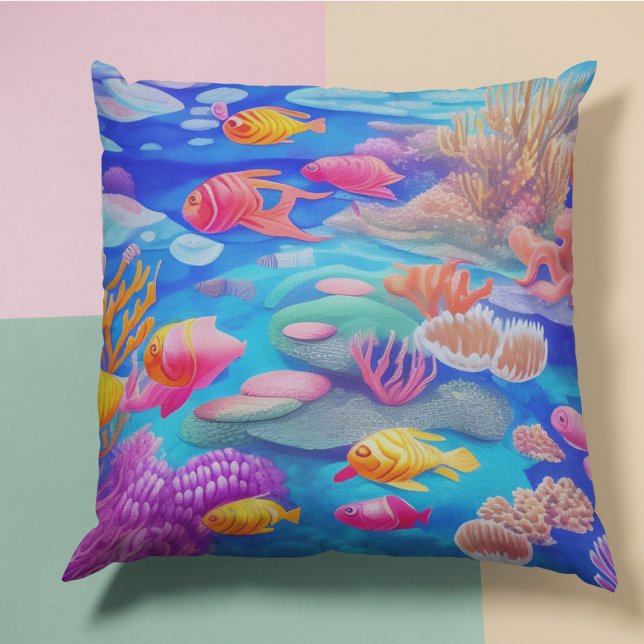 Fish Swimming Underwater   Throw Pillow (Creator Uploaded)
