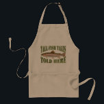 Fish Tales Funny Apron<br><div class="desc">The perfect apron to wear while preparing the catch of the day! A funny expression, "Tall fish tales told here, " with a rainbow trout design.</div>