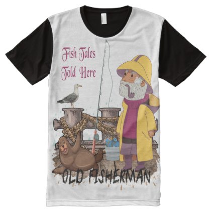 Fish Tales Told Here - Old Fisherman All-Over-Print Shirt