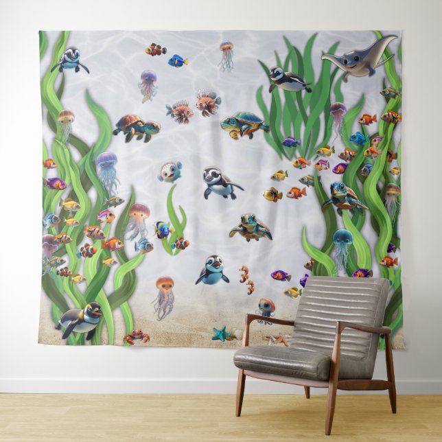 Fish Tank 2 Photo Backdrop Wall Tapestry  (In Situ (Horizontal))