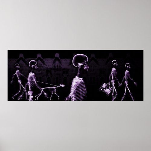 Fish Tank Background X_Ray Skeletons Town _ Purple Poster