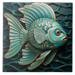 Fish Teal Green and Copper Marine Life Aquatic Ceramic Tile<br><div class="desc">Dive into the underwater world with this marine life-inspired artwork. The 3D effect makes the fish look like it's swimming right off the product. Whether you're a fan of the ocean or simply adore beautiful designs, this artwork will add a splash of life to your items. Explore the magic of...</div>