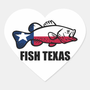 Fish Texas Heart Sticker