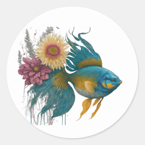 Fish The symbol of prosperty with  unique design Classic Round Sticker