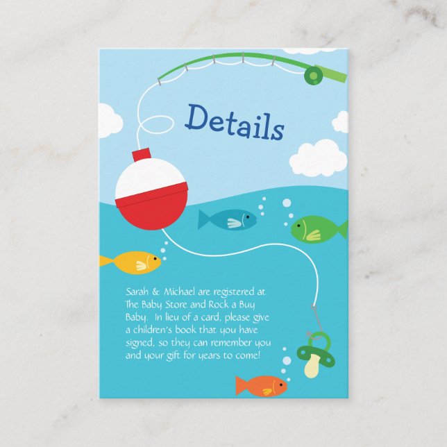 Fish Theme Fishing Baby Shower for Fishermen Enclosure Card (Front)
