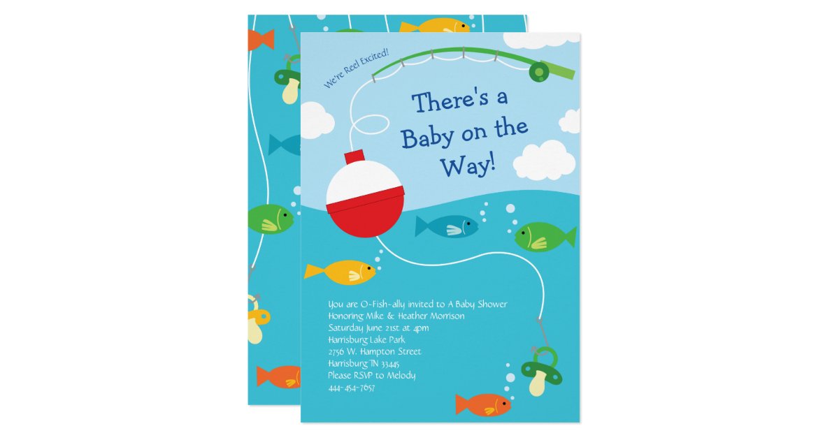 Fish Theme Fishing Baby Shower For Fishermen Invitation Zazzle