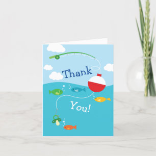 Fish Theme Fishing Baby Shower for Fishermen Letterpress Thank You Card