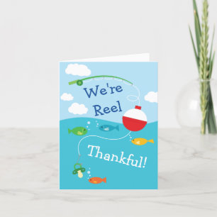 Fish Theme Fishing Baby Shower for Fishermen Letterpress Thank You Card
