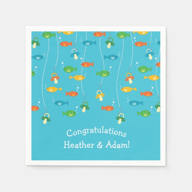 Fish Theme Fishing Baby Shower for Fishermen Napkins (Front)