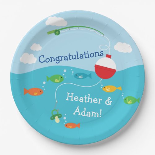 Fish Theme Fishing Baby Shower for Fishermen Paper Plates