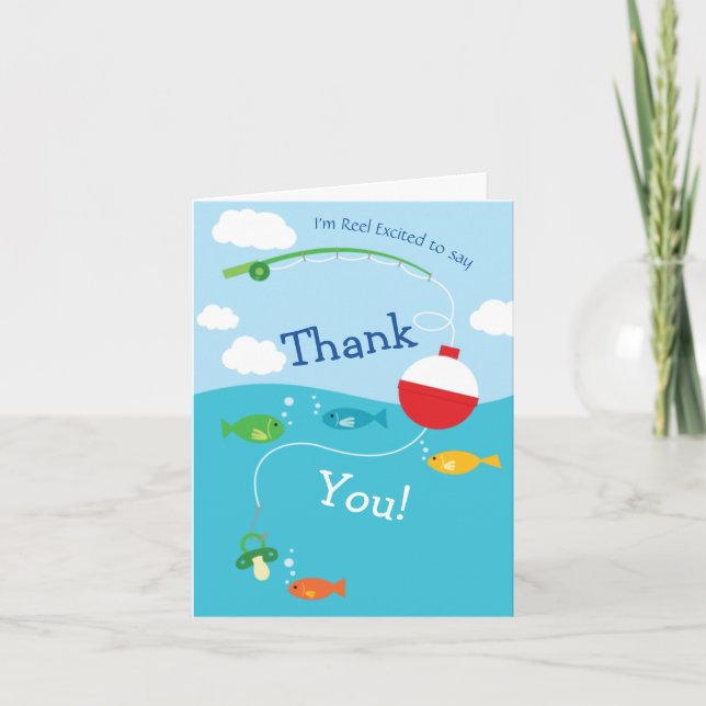 Fish Theme Fishing Baby Shower for Fishermen Thank You Card (Front)