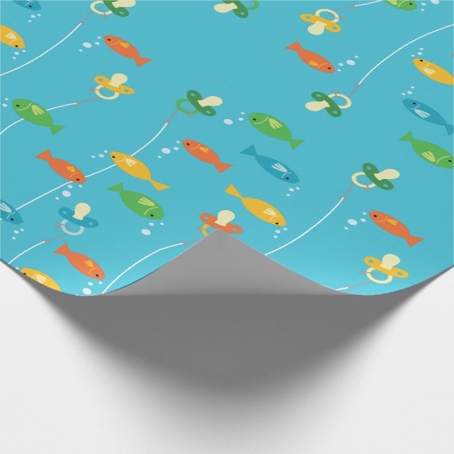 Fish Theme Fishing Baby Shower for Fishermen Wrapping Paper (Corner)