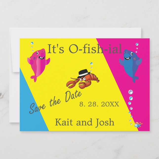 Fish Theme Lobster Mobster Wedding Invitation (Front)