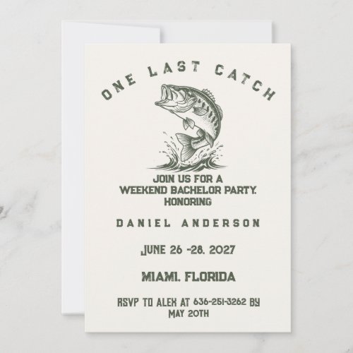 Fish Themed Custom Fishing Bachelor Party Invitation