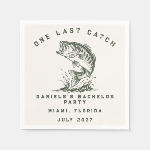 Fish Themed Custom Fishing Bachelor Party Napkins