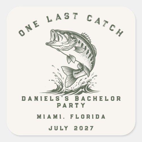Fish Themed Custom Fishing Bachelor Party Square Sticker
