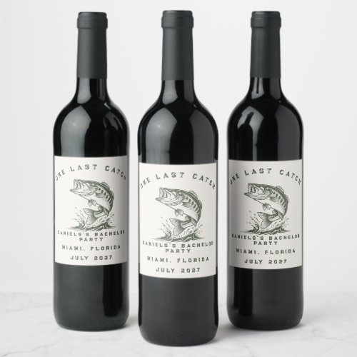 Fish Themed Custom Fishing Bachelor Party Wine Label
