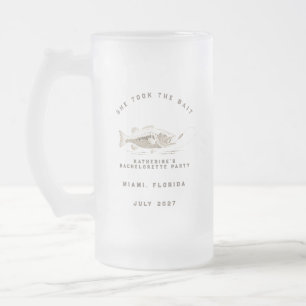 Fish Themed Custom Fishing Bachelorette Party Frosted Glass Beer Mug