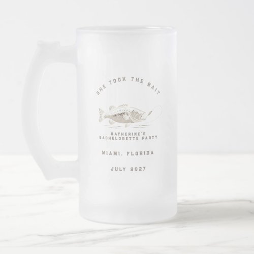 Fish Themed Custom Fishing Bachelorette Party Frosted Glass Beer Mug