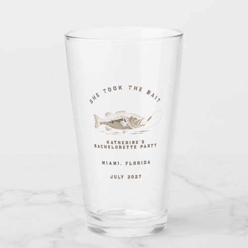 Fish Themed Custom Fishing Bachelorette Party Glass