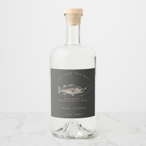 Fish Themed Custom Fishing Bachelorette Party Liquor Bottle Label