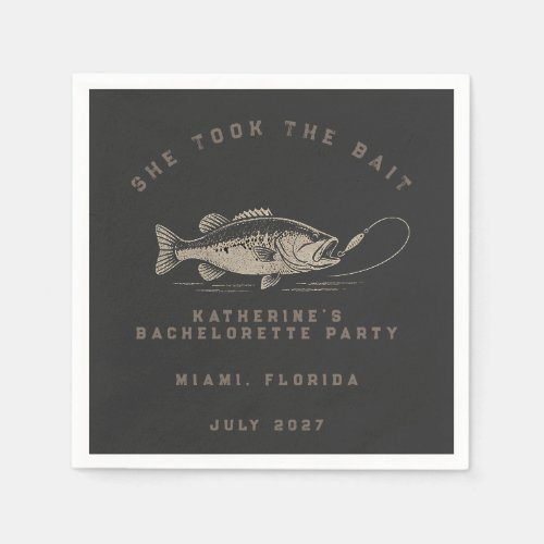 Fish Themed Custom Fishing Bachelorette Party Napkins