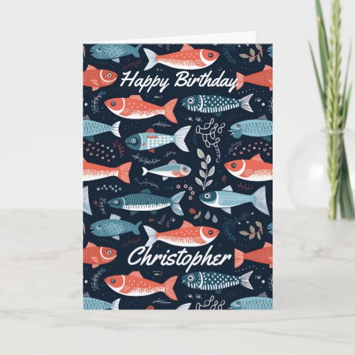 Fish Themed Personalized Birthday Card