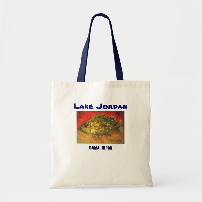 Fish Tote Bag, handy-size "Lake Jordan" Alabama Bag (Front)