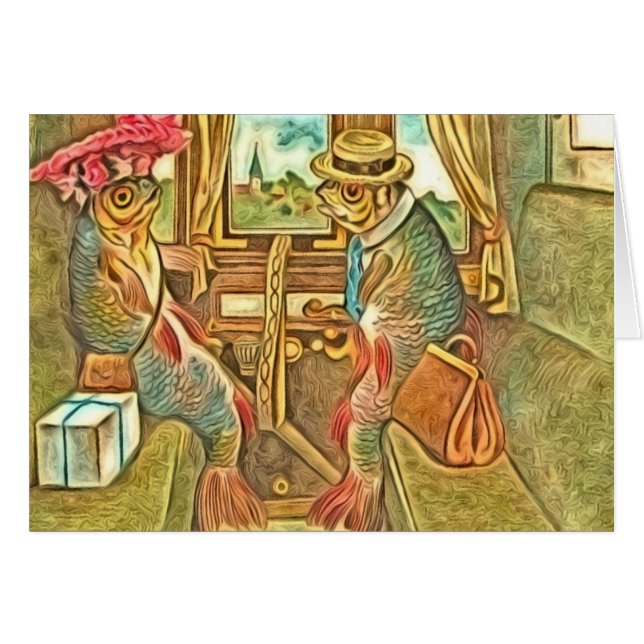Fish Travel Blank Inside All Occassions Cards (Front Horizontal)