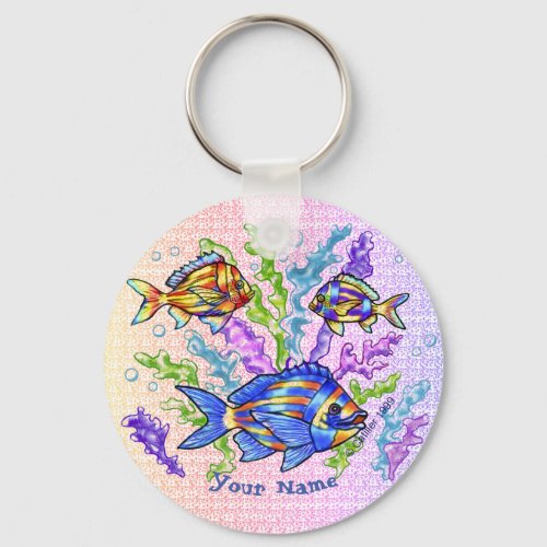 Fish Triad custom name Keychain