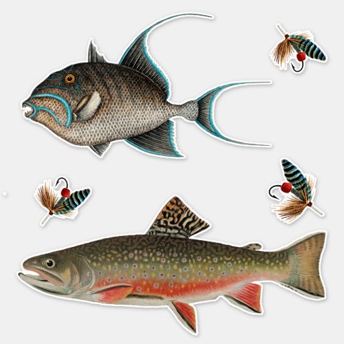 Fish Trout Flies Fishing Realistic shaped Sticker