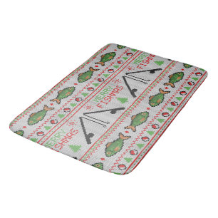 Fish Ugly Christmas Sweater Bath Mat