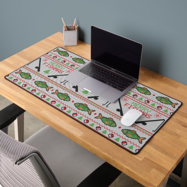 Fish Ugly Christmas Sweater Desk Mat (Office 2)