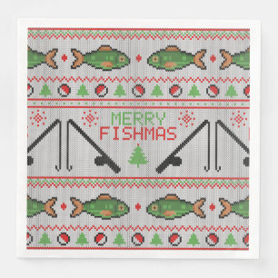 Fish Ugly Christmas Sweater Paper Dinner Napkins