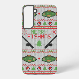 Fish Ugly Christmas Sweater Samsung Galaxy S22+ Case