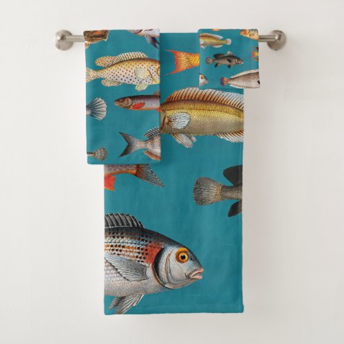 Fish Under Blue Ocean Water Bath Towel Set