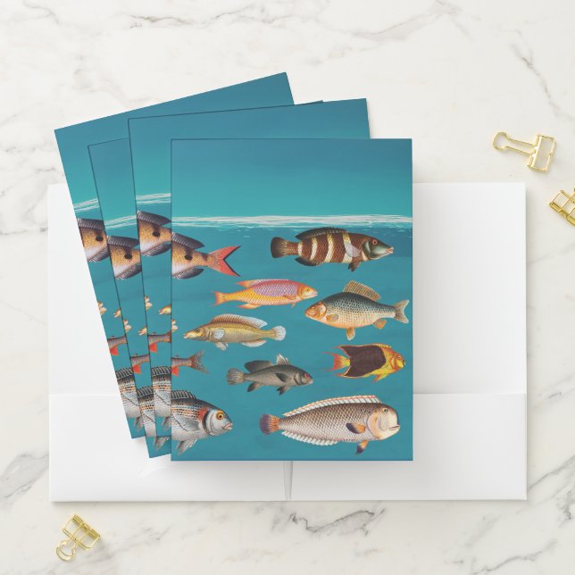 Fish Under Blue Ocean Water  Pocket Folder (In Situ)