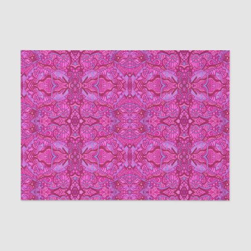 Fish Underwater Bohemian Arabesque Pattern Magenta Tissue Paper