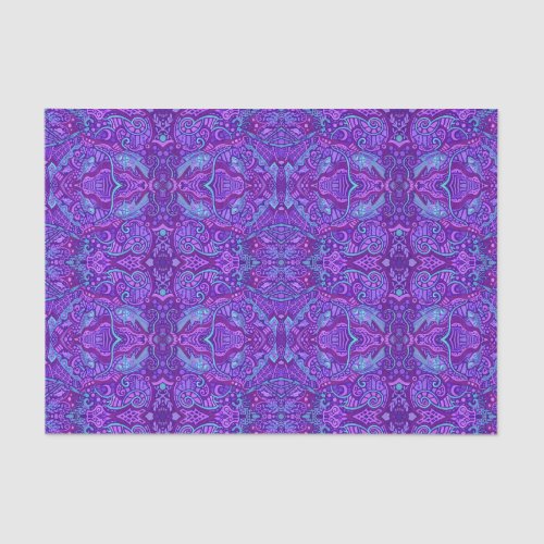Fish Underwater Bohemian Arabesque Pattern Purple  Tissue Paper