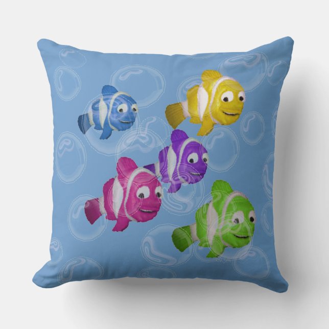 Fish Underwater (multicolored) Throw Pillow (Front)